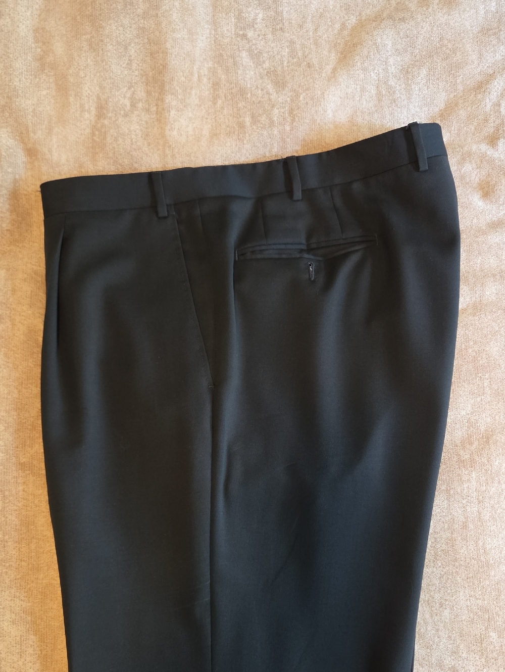 Canali Navy Dress Trousers with Branded Waistband